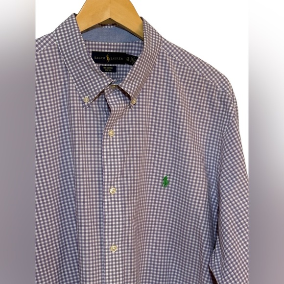 NWOT Ralph Lauren XXL Men's Purple Gingham Checkered Dress Shirt Long Sleeve - Picture 1 of 3